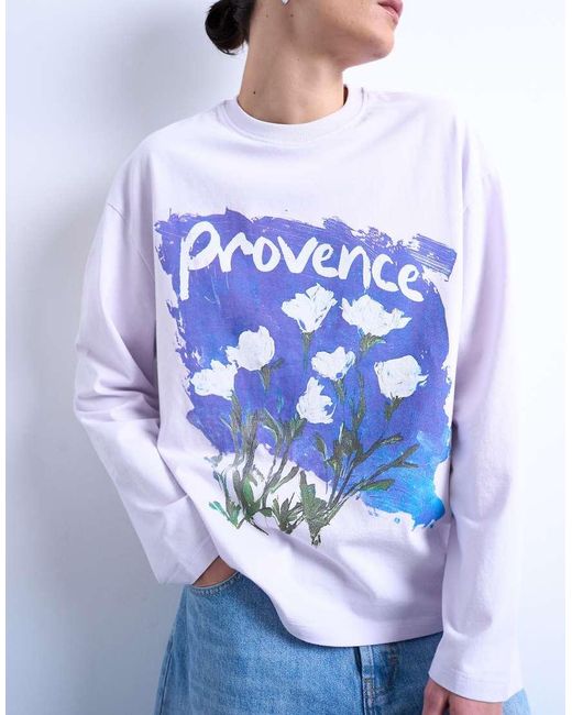 TOPSHOP Blue Graphic Provence Skater Tee