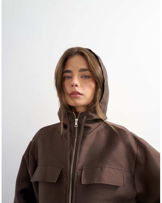 TOPSHOP Brown Half Zip Bomber Co Ord