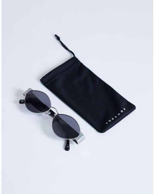 TOPSHOP Blue Cyprus Metal Frame Sunglasses