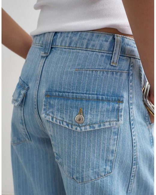 TOPSHOP Blue Horseshoe Mid Rise Barrel Jeans