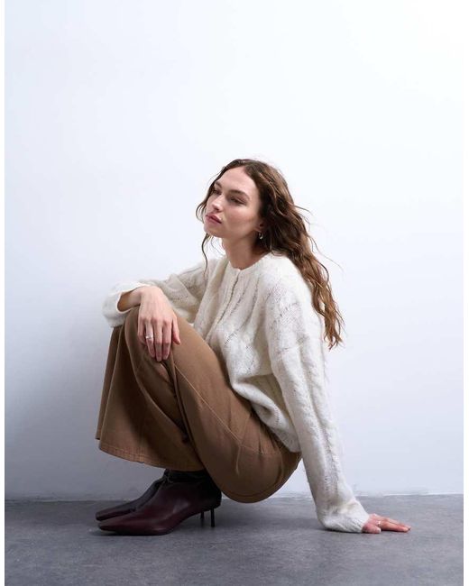 TOPSHOP White Low Rise Flared Pants