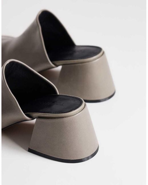 TOPSHOP White Alberto Real Leather Wide Block Heel Mules