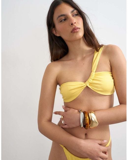TOPSHOP Green Tiana Bandeau Bikini Top With Twisted Strap