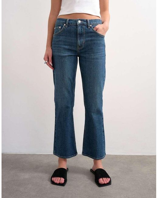 TOPSHOP Blue Cropped Kick Flare Jeans
