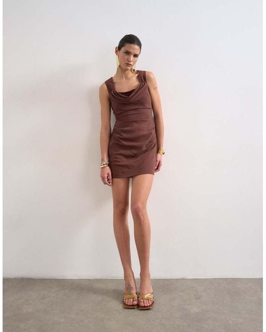 TOPSHOP Pink Structured Drape Mini Dress