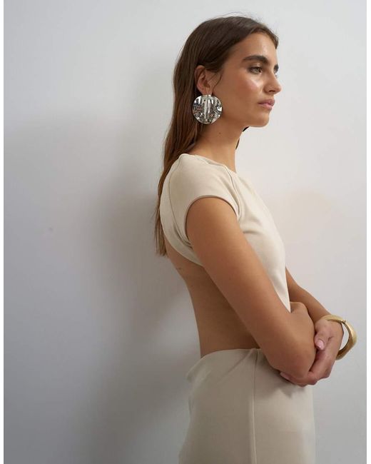 TOPSHOP Natural Double Layer Cupro Cut Out Maxi Dress
