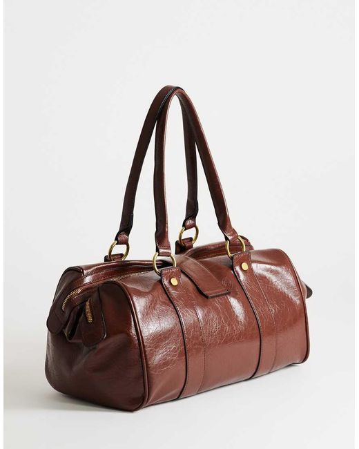 TOPSHOP Brown Star Hardware Detail Bowler Shoulder Bag