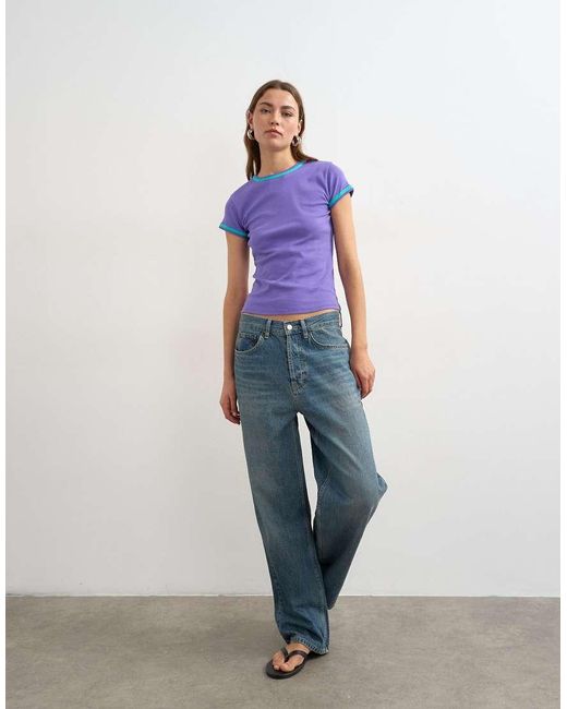 TOPSHOP Purple Contrast Everyday Tee