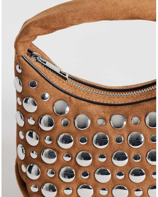 TOPSHOP Brown Juno Small Studded Grab Bag