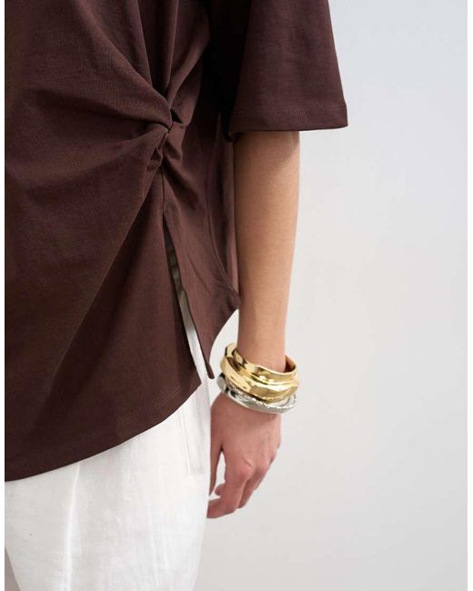 TOPSHOP Brown Knot Twist T-shirt