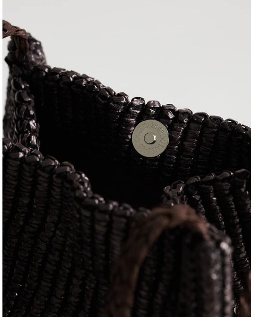TOPSHOP Black Singer Medium Weave Shoulder Bag