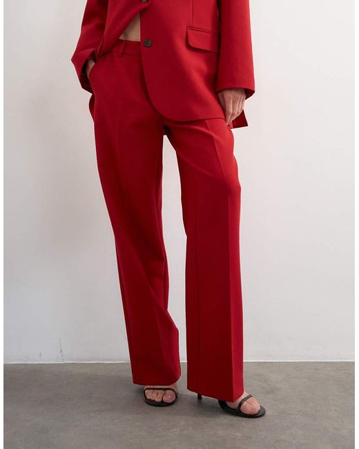 TOPSHOP Red Co Ord Mid Rise Clean Straight Trouser