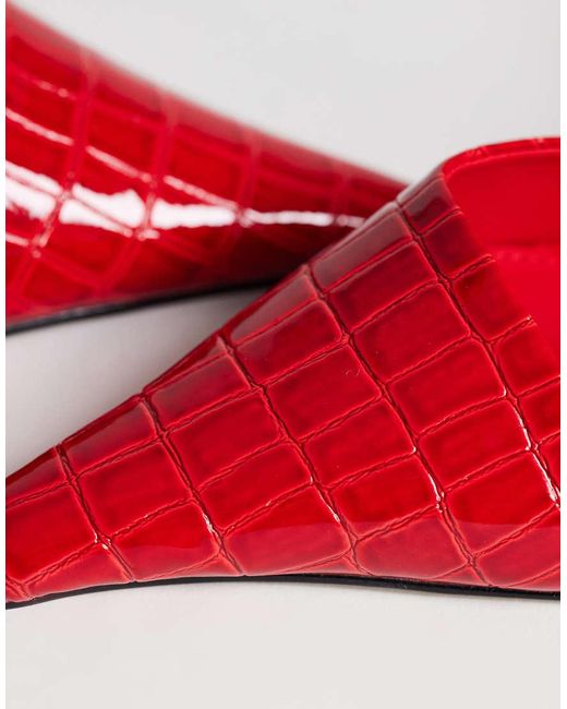 TOPSHOP Red Alfie Pointed Heeled Court