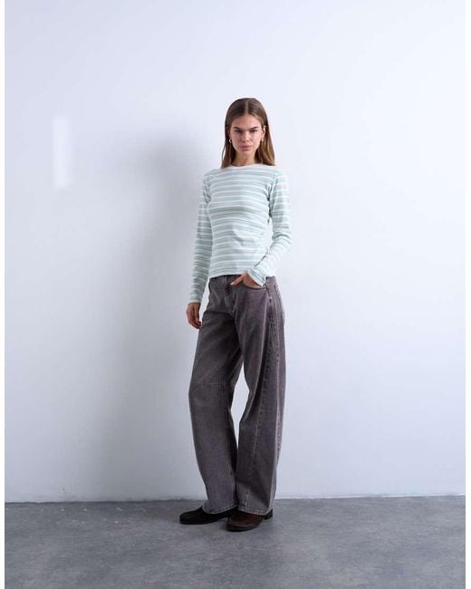 TOPSHOP White Stripe Long Sleeve Everyday Tee