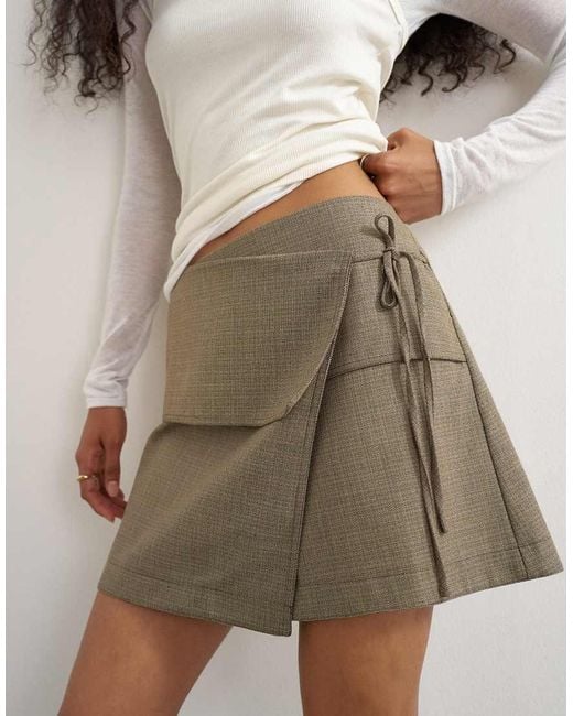 TOPSHOP Gray Wrap Tie Mini Skirt