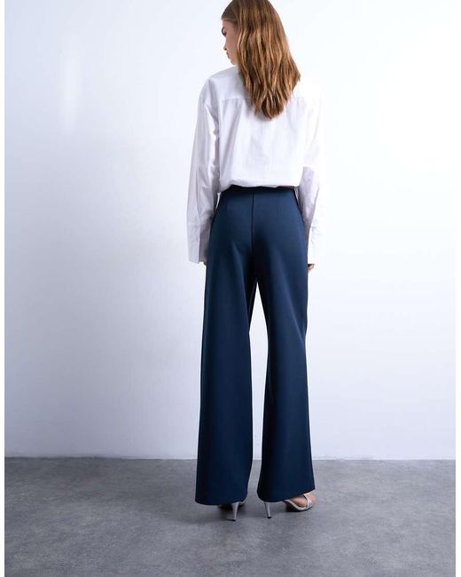 TOPSHOP Blue Clean Pull On Tailored Trouser