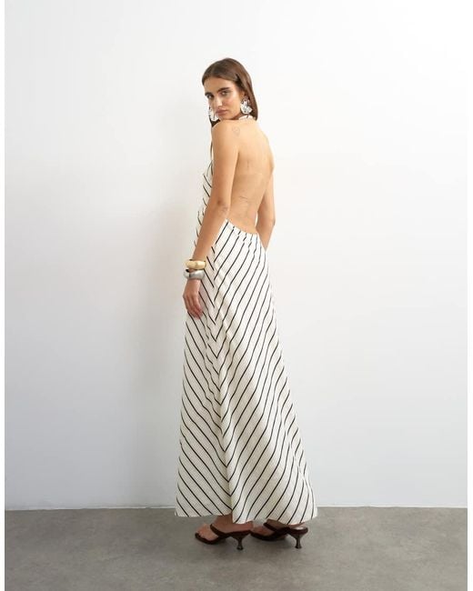 TOPSHOP White Halter Neck Low Back Maxi Dress