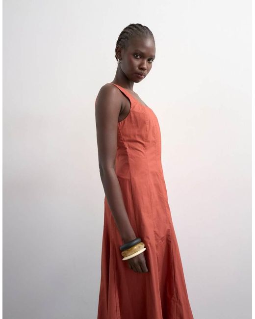 TOPSHOP Red Dropped Hem Full Circle Skirt Sundress