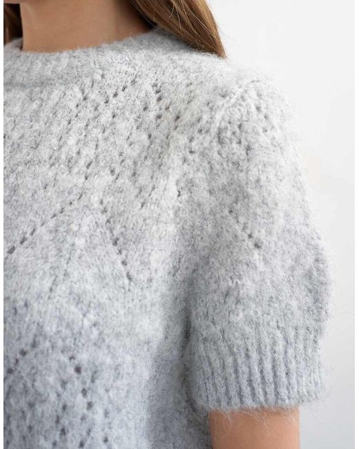 TOPSHOP Blue Knit Relaxed Fit Short Sleeve T-shirt Top