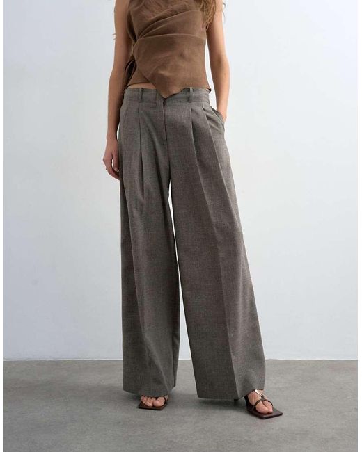 TOPSHOP Multicolor Raw Hem Low Slung Double Pleated Tailored Trouser
