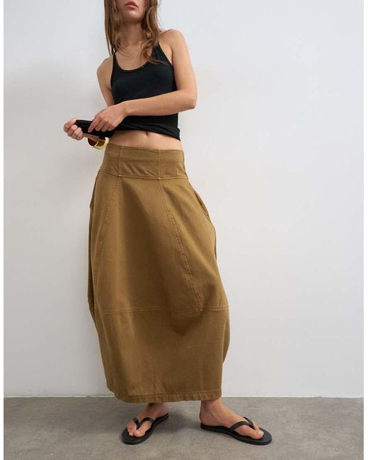 TOPSHOP Natural Denim Barrel Seamed Maxi Skirt