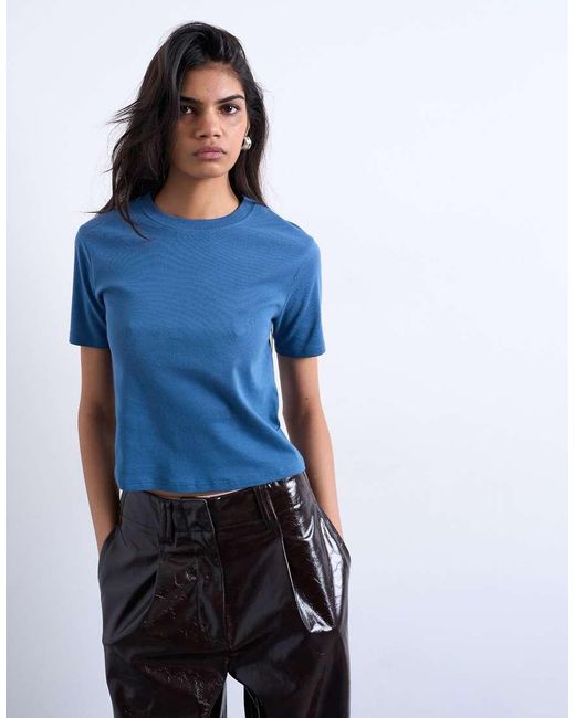TOPSHOP Blue Shrunken Everyday Tee