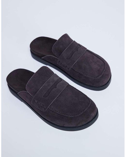 TOPSHOP Blue Addie Real Suede Mule Loafer