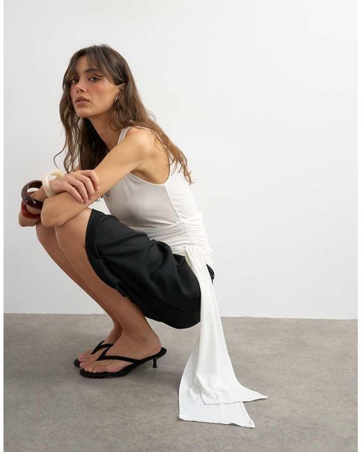 TOPSHOP White Wrap Drape Tank With Tie