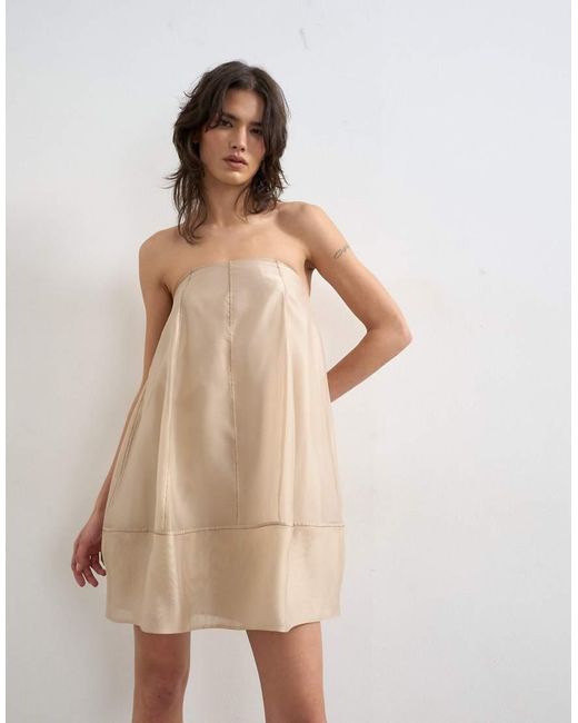 TOPSHOP Natural Organza Heavy Seamed Mini Dress