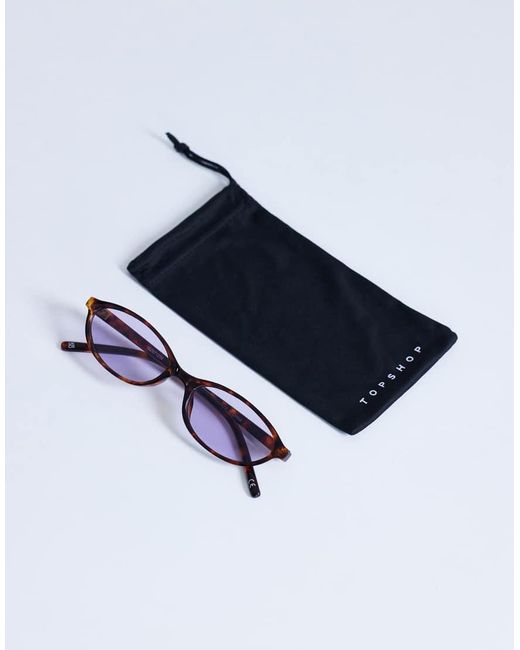 TOPSHOP White Lanzarote Oval Sunglasses