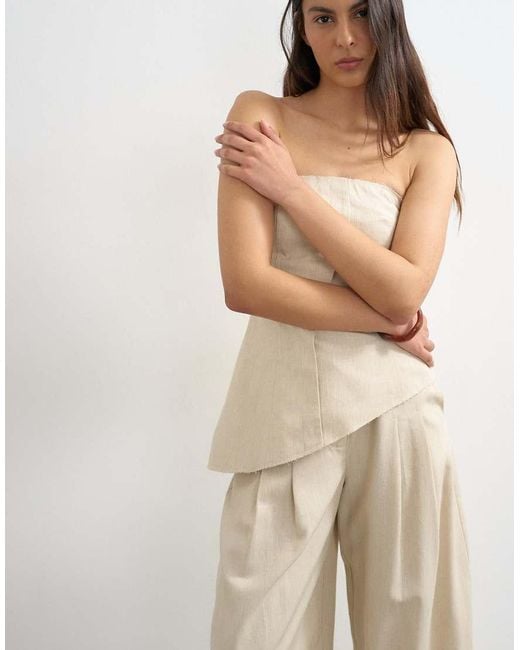 TOPSHOP Natural Co Ord Asymmetric Raw Hem Bandeau