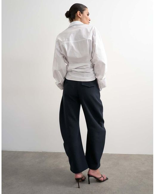 TOPSHOP Blue Tailored Barrel Trouser