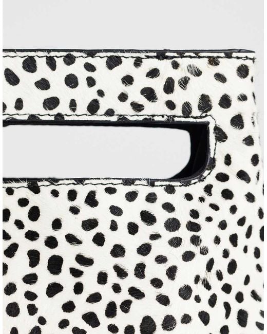 TOPSHOP White Stella Hair On Real Leather Small Grab Bag