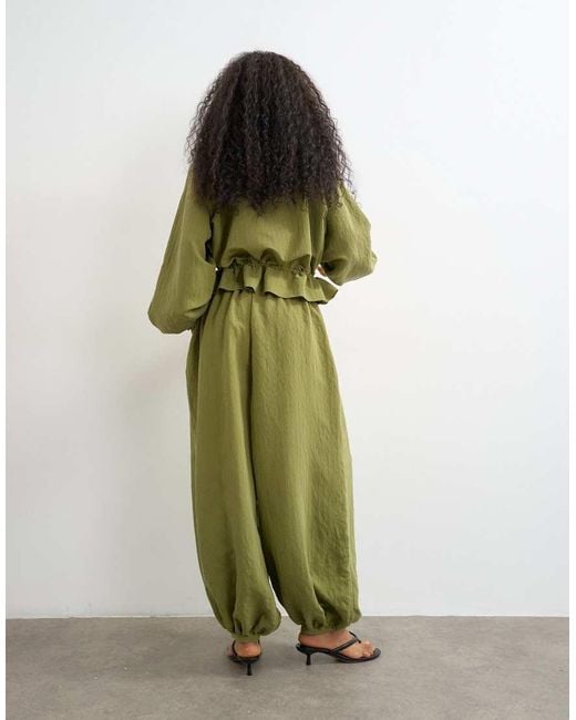 TOPSHOP Green Co Ord Balloon Trouser With Tie Waist