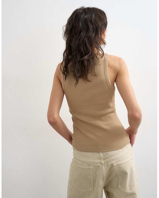 TOPSHOP Blue Slash Neck Racer Vest