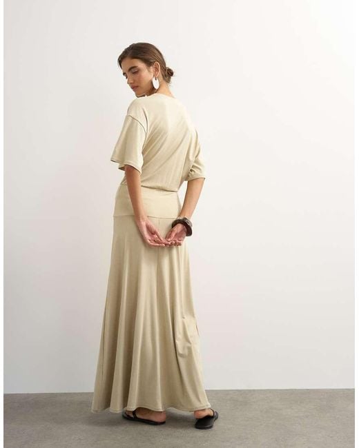 TOPSHOP Natural Jersey Dropped Waist Maxi Dress