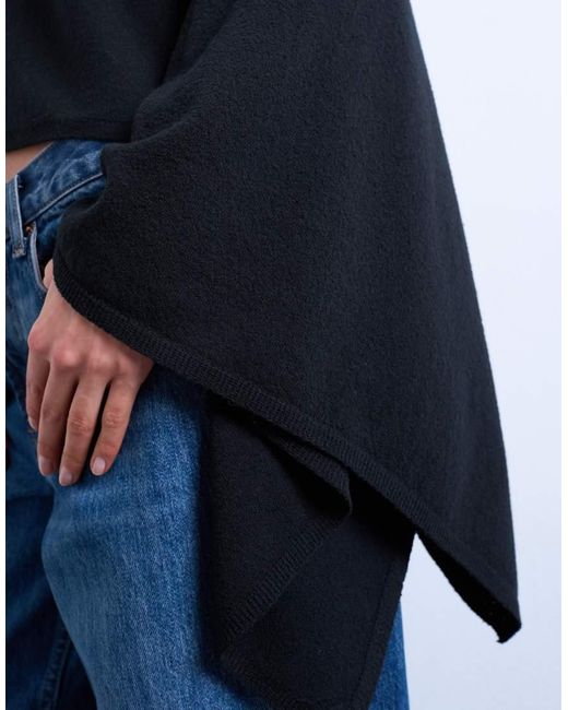 TOPSHOP Blue Knitted Poncho