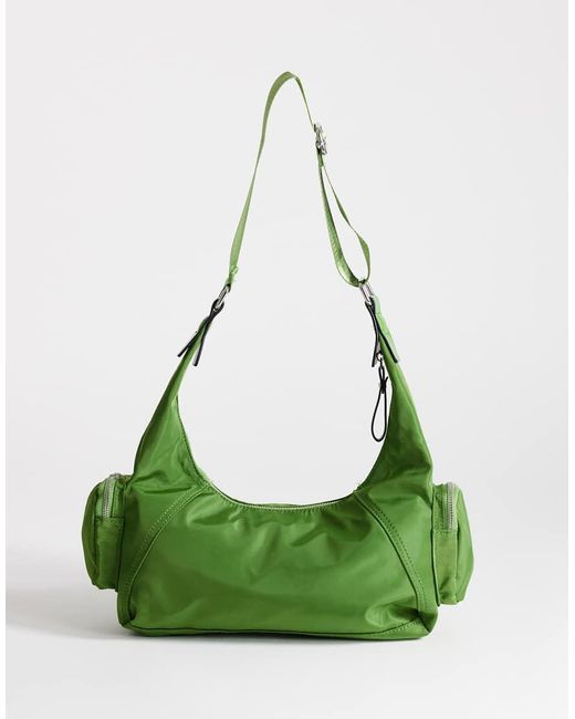 TOPSHOP Green Cheryl Medium Nylon Crossbody Bag
