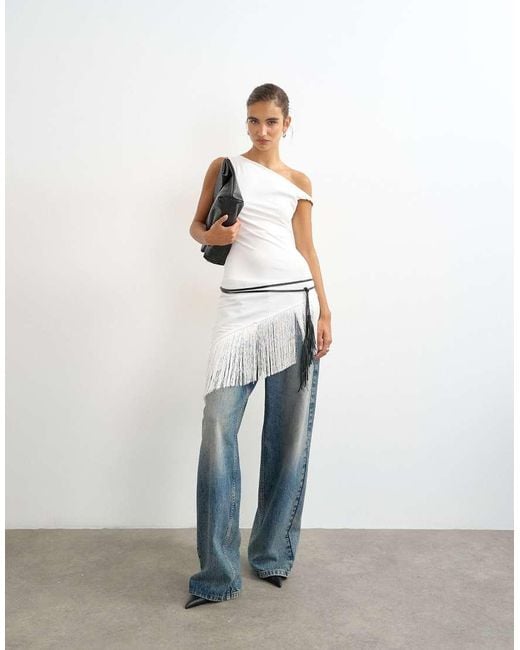 TOPSHOP White Fringe Cord Belt