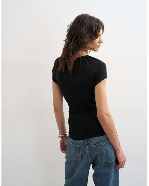 TOPSHOP Black Keyhole Detail Top