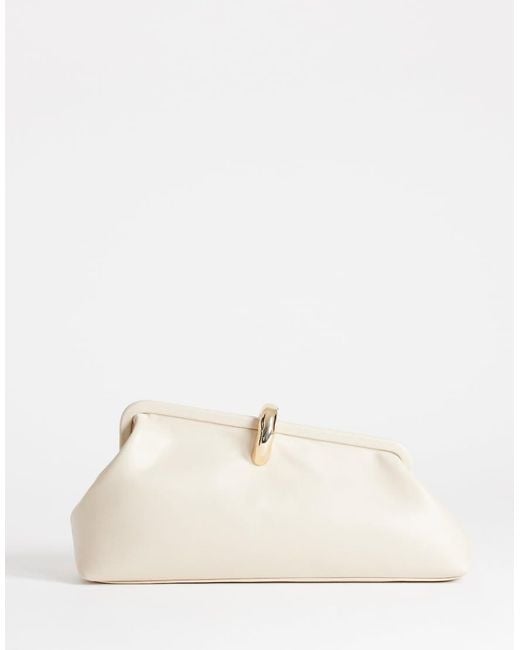 TOPSHOP Natural Carlie Medium Clutch With Hardware