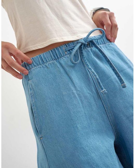 TOPSHOP Blue Pull On Barrel Jean