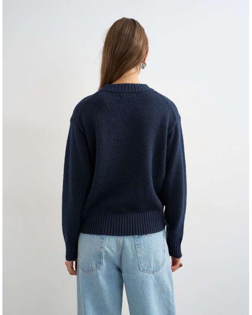 TOPSHOP Blue Knitted Pocket Jumper