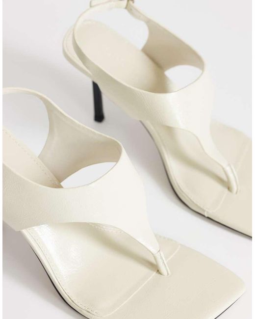 TOPSHOP White Sandy Toe Thong High Heeled Sandal