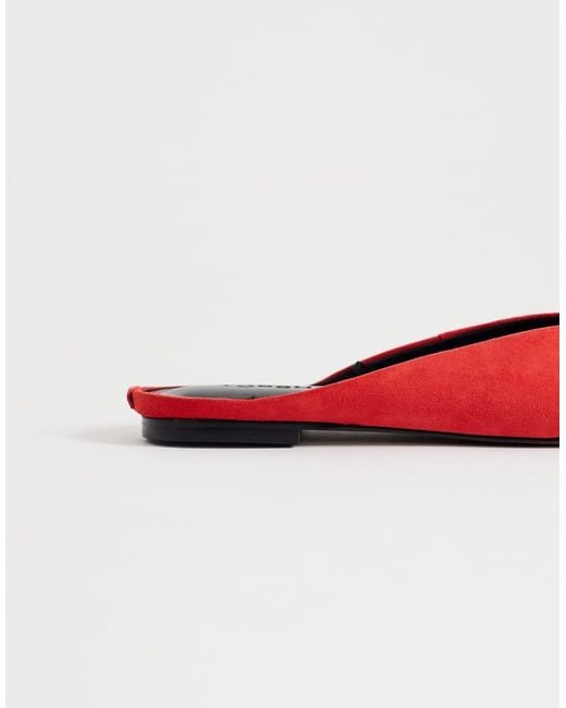 TOPSHOP Red Atlas Mule Flat Shoe