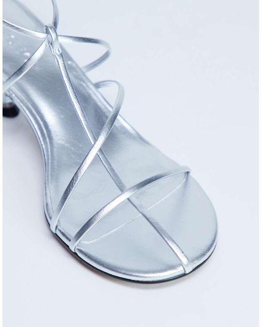 TOPSHOP Blue Itzia Strappy Mid Heel Sandals