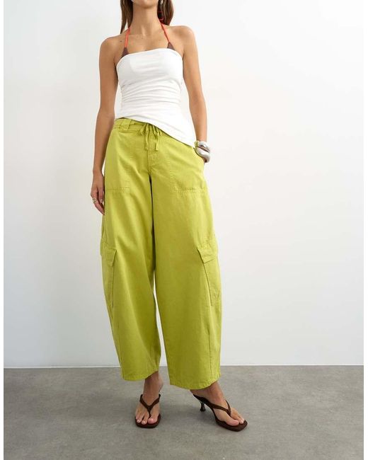 TOPSHOP Green Tie Waist Cargo Trouser