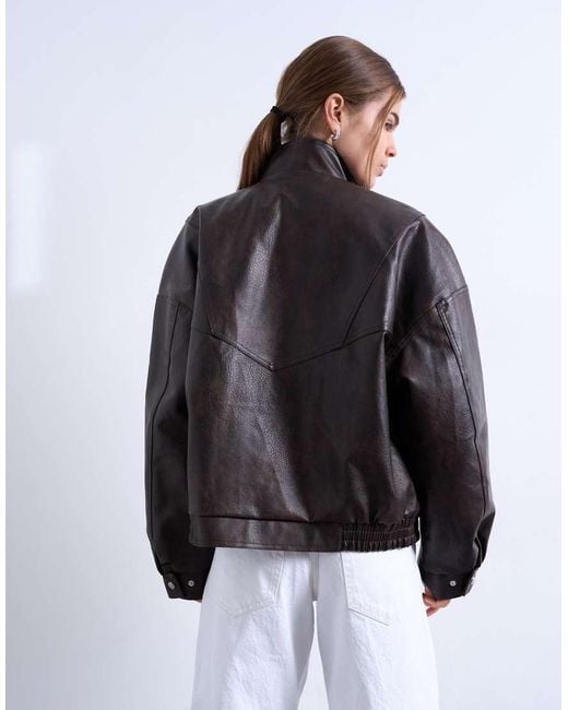 TOPSHOP Black Double Fronted Seam Detail Bomber