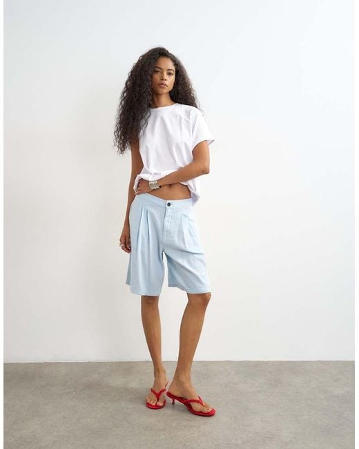 TOPSHOP Blue Bermuda Shorts