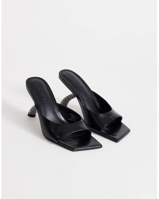 TOPSHOP Black Octavia Strappy High Diamante Heel Sandal